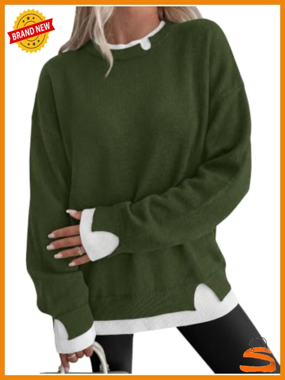 Women's Ribbed Knit Oversized Pullover Sweater Long Sleeve Crewneck